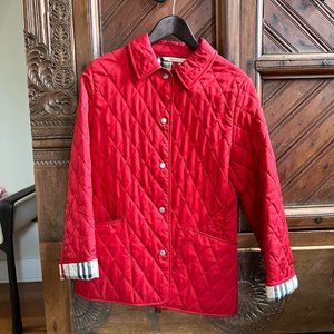 Red Burberry Diamond Quilted Coat - one owner, very good condition